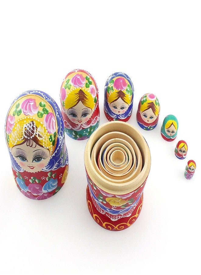 Starxing Russian Nesting Dolls Wood Matryoshka Stacking Set of 7 Handmade Toys for Children Kids Adults Easter Mother's Day Birthday Christmas Halloween Home Room Decoration Gift - Image 5